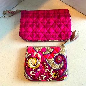 Vera Bradley Paisley Meets Plaid Makeup Bag & Small Change Purse w/Zip C…